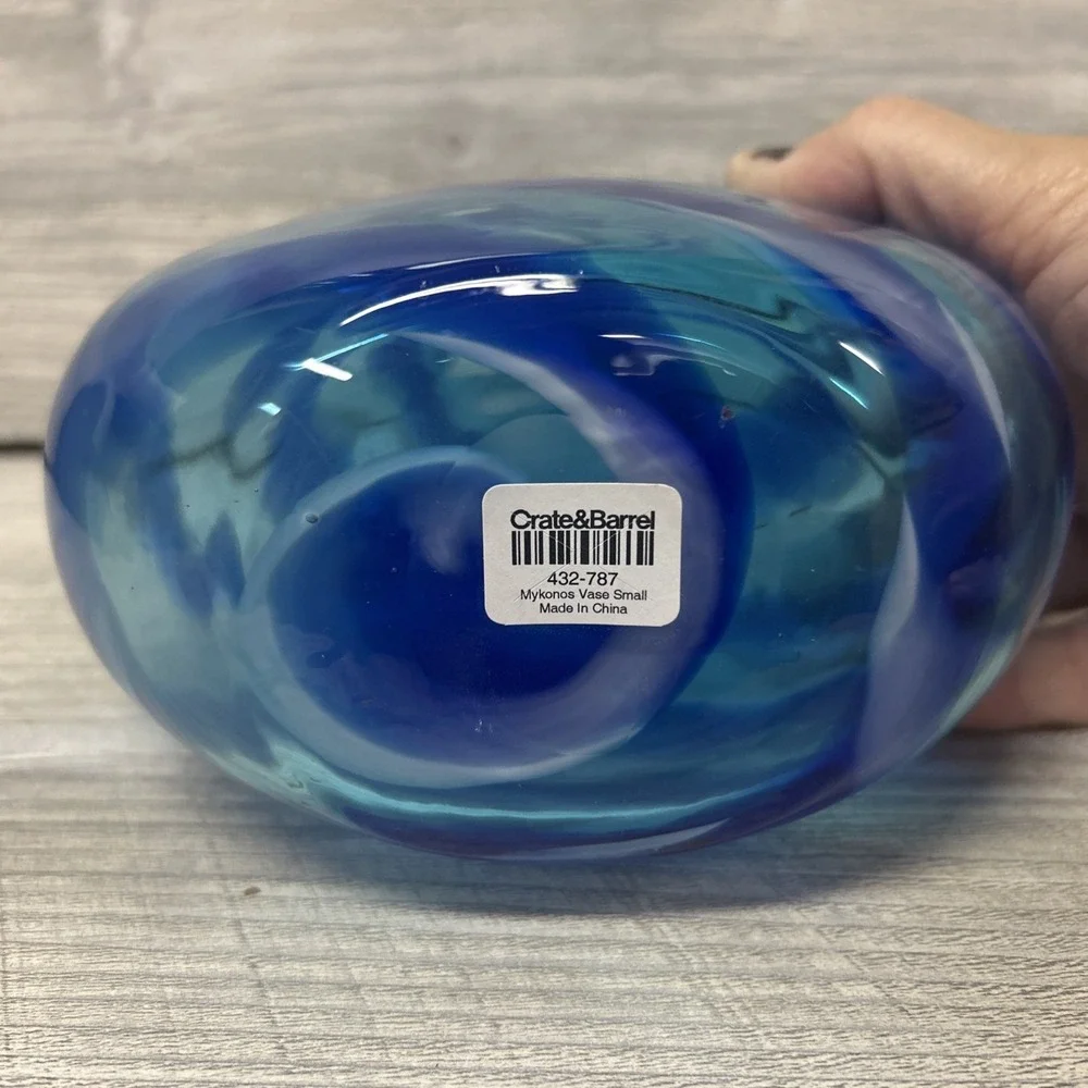 Crate & Barrel MYKONOS GLASS Vase -‎ 8" Blown Glass Art Vase Small A5 - Picture 5 of 7